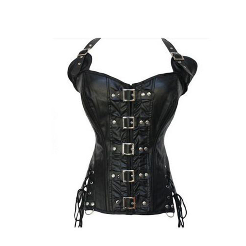 Leather halter corset