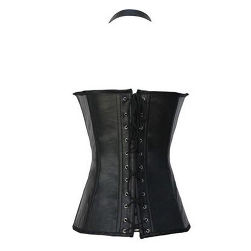 Leather halter corset