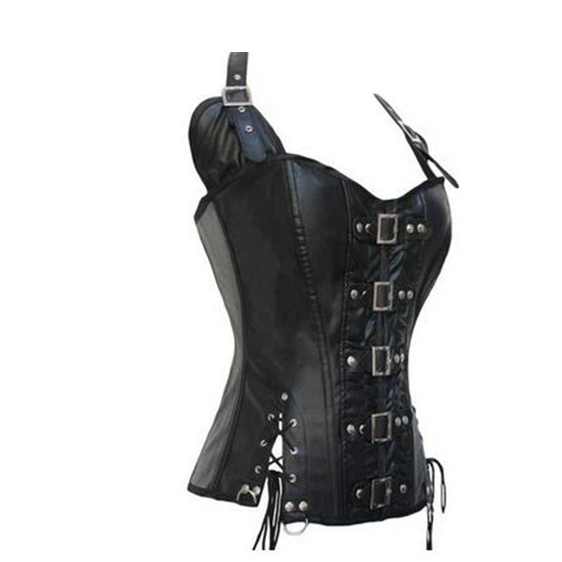 Leather halter corset