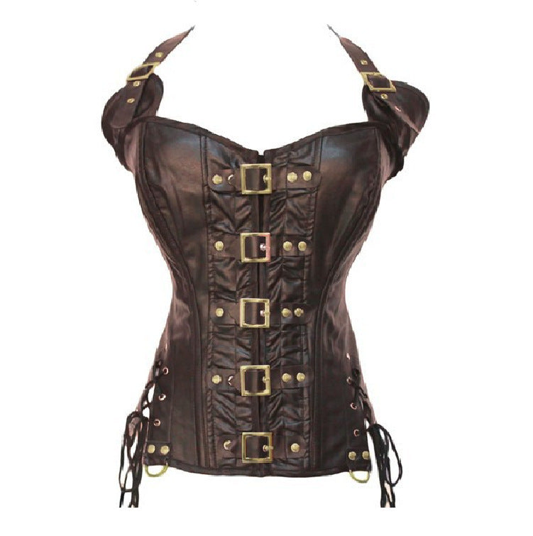 Leather halter corset